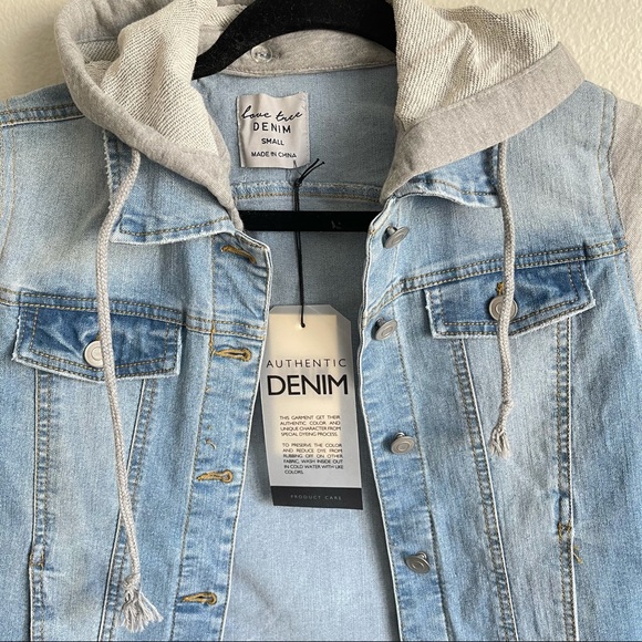 NWT Sweatshirt Hooded Denim Jacket sizes S-M - Picture 4 of 7